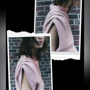 Zara Asymmetrical Knit Top with Decorative Pearlized Buttons